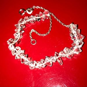 DEB GUYOT CLEAR HERKIMER PROFESSIONALLY CUT+POLISHED DIAMOND BRACELET